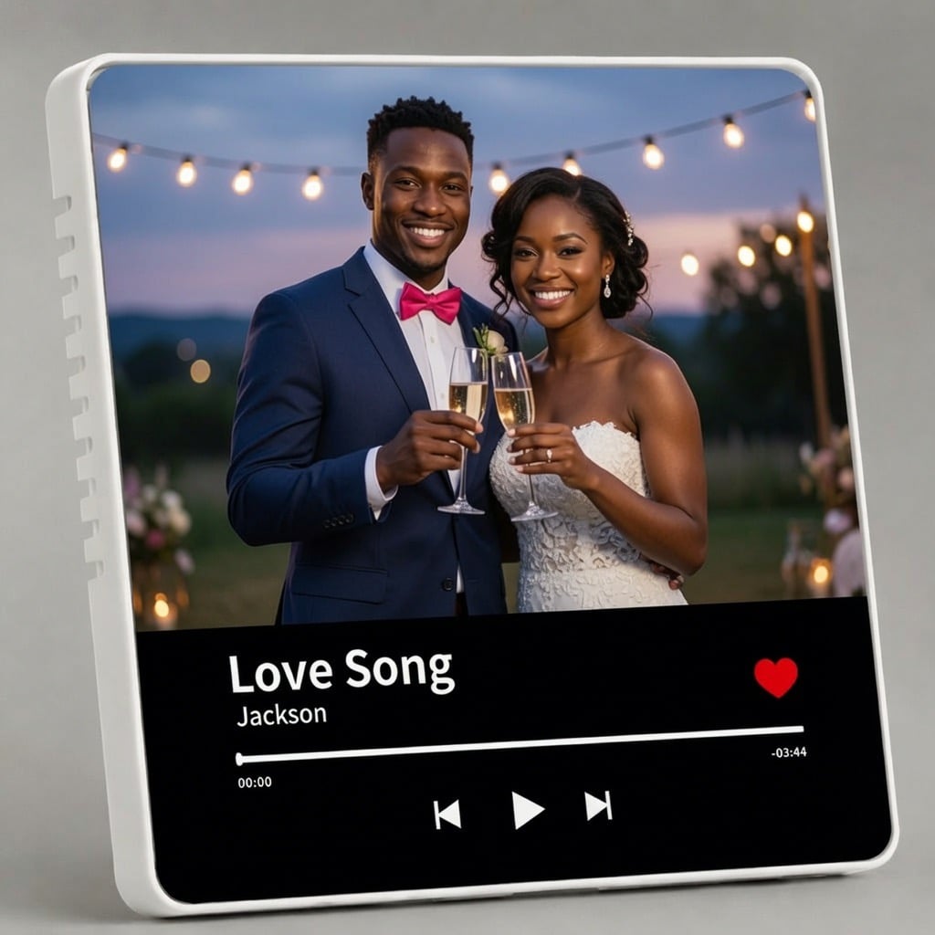 Wedding couple custom musical fridge magnet with first dance song playback